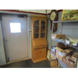 A Victorian stripped pine cottage bureau bookcase (all locks working with two keys) 200cm x 74cm x