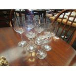 A set of six wine glasses