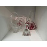 Two Deco perfume bottles and two glass baskets (4)