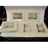 Ten mounted prints of ships to include naval examples, mounted, unframed (10)