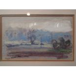 JEAN DE GALE (R.A): A pastel of rural scene, framed and glazed