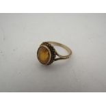 A 9ct gold ring set with citrine, size P, 3g