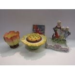 A Yardley English Lavender soap dish, a Valentine Christmas jigsaw and two ceramic pots (4)