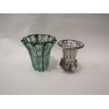 Two early 20th Century French glass vases with silvered floral decoration tallest 16.5cm