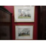 R. ALCOCK: Two ink and watercolours, local interest: Badingham and Themill, Wickham Market, framed