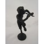 A cast metal, possibly bronze figure of Pan in Grand Tour style, 22cm tall