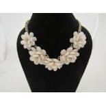 A pace pink costume jewellery necklace Lucite style flowers with paste stone centres