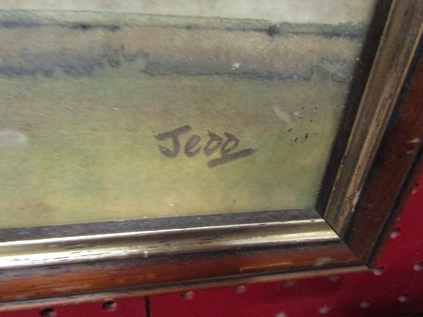 A print entitled "Bowls - Nine Ends Down" signed Jedd lower right, 24cm x 52cm, framed and glazed - Image 2 of 2