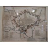 A map of Oxford and a print of The Tower Christchurch, Oxford, both framed and glazed (2)