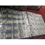 Two folders of British pre-decimal silver coinage, Victoria to Elizabeth II sixpences to half crowns