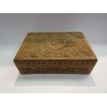 An Indian hand carved jewellery box, 7.5 x 25.5 x 18cm