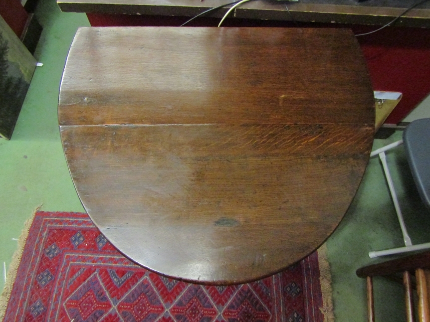 A circa 1800 oval top drop-leaf table with end drawer on turned supports joined by stretchers, - Image 2 of 2