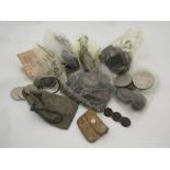 A box of British and foreign coinage, silver and copper issues, etc
