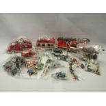 A collection of unboxed Playmobil emergency services figures, vehicles and accessories to include