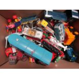 Assorted playworn diecast vehicles including Corgi Dick Dastardly Racer, Chipperfield Circus