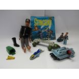 A Vivid Imaginations Captain Scarlet 'Captain Black' figure together with various other playworn