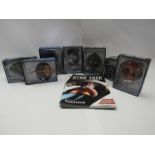 Seven boxed Eaglemoss Star Trek The Official Starships Collection models and accompanying magazines