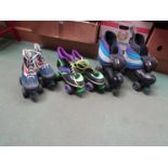 Three pairs of roller skates including Bauer size 9