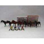 A collection of Britains Racing Colours of Famous Owners lead figures comprising seven horses and