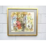 JOHN LIVESEY (1926-1990) A framed and glazed watercolour, abstract garden scene. Signed bottom left.