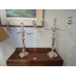 Two silver plated three sconce candelebra