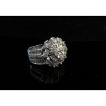 WITHDRAWN - A 9ct white gold Thomas Rae diamond cluster ring, 1ct total. Size N/O, 4.7g