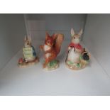 Three Border Fine Arts Beatrix Potter figures "The Tale of Peter Rabbit 1902", "Squirrel Nutkin" and