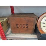An original stained pine "Eggs" box