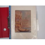 A loose leaf album containing a large number of pictures comprising signed watercolours, fine art