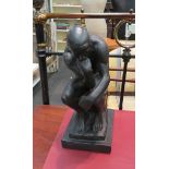 A plaster figure of The Thinker, 35cm tall