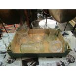 A selection of glassware including crystal glass basket, baluster form vase, etc. (5)