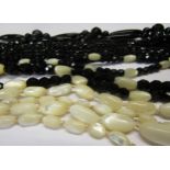 A jet bead necklace, french jet bead necklace and mother-of-pearl bead necklace etc