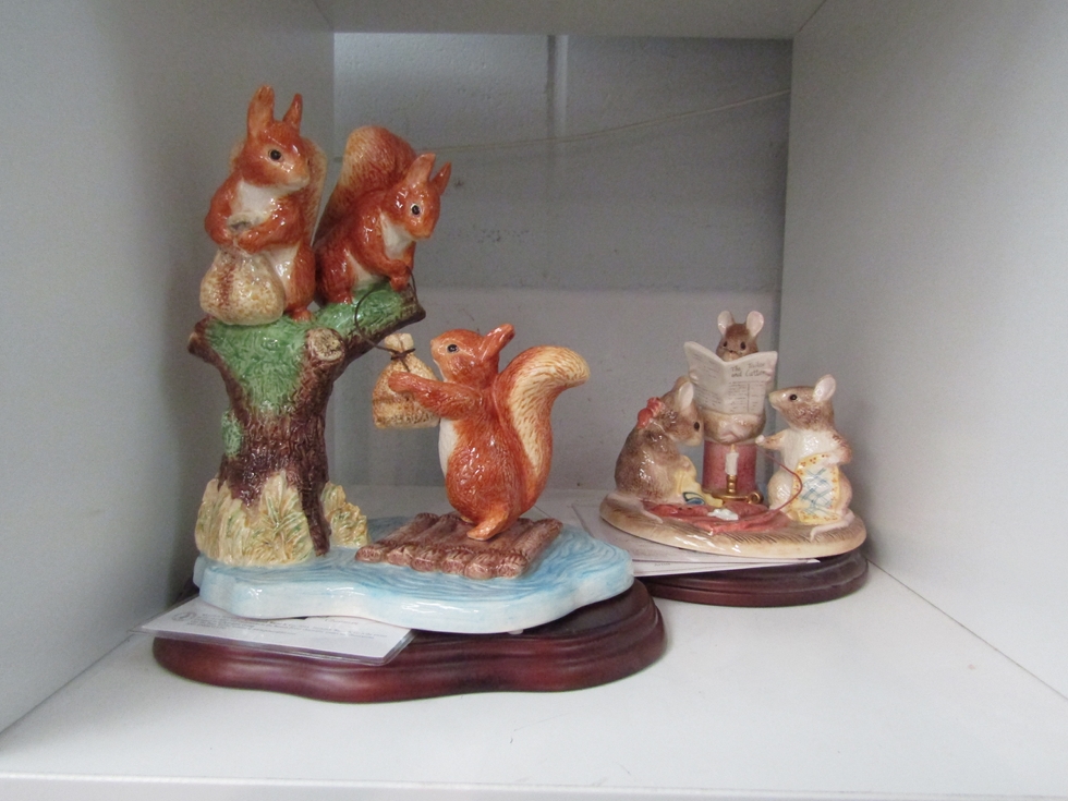 A Border Fine Arts limited edition Beatrix Potter Squirrel Nutkin and Friends "Sailing Home" with