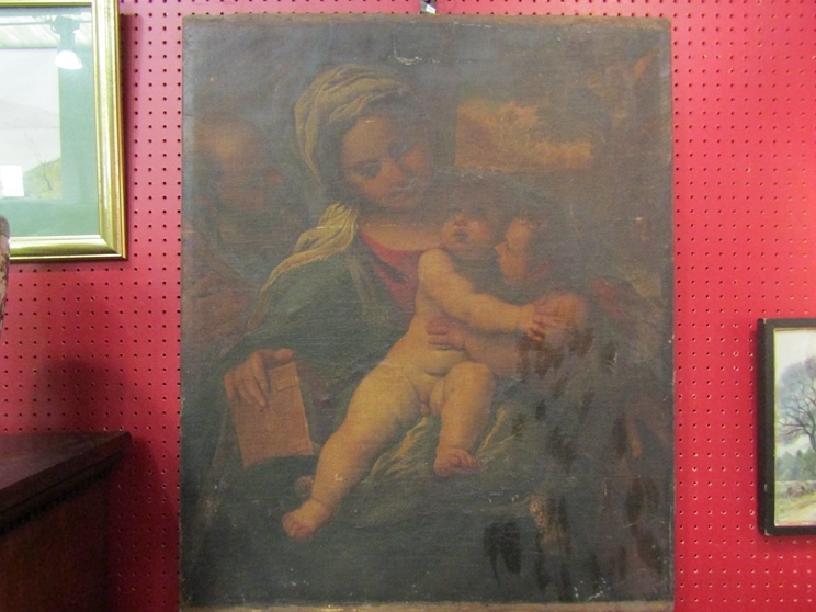 A 19th Century oil on canvas depicting mother and child, 78cm x 64cm