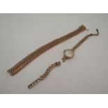 A 9ct gold bracelet (broken) 12.8 grams and a 9ct gold lady's Rotary watch