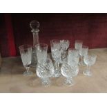 A selection of cut glass by Waterford, Thomas Webb and Edinburgh crystal. Also a cut glass