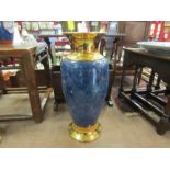 A large Italian blue vase with gilt rim, 51cm height