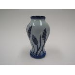 A Moorcroft Muscari blue on blue pattern miniature vase, 10cm tall, boxed