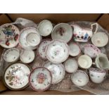 A collection of 18th and early 19th Century porcelain tea bowls and saucers etc
