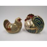 Two Royal Crown Derby paperweights: Farmyard Hen paperweight, 1399/5000, gold stopper, boxed with