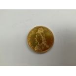 An 1887 Queen Victoria Jubilee head gold £5 coin