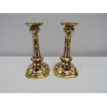 A pair of Royal Crown Derby Imari 1128 candlesticks, 17.5cm tall