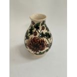 A Moorcroft Connoisseur Collection Chrysanthemum on Ivory pattern vase, (crazed), 19cm tall, boxed