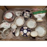 A collection of 18th, 19th Century and later porcelain including reproduction Limoges cup and saucer