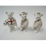 Three Royal Crown Derby figures 1966 Winners Bear, 324/500, Twenty 20 Cricket Bear 2010, 236/500,