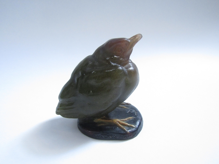 A circa 1920's French glass paperweight of a fledgling by Almaric Walter signed A.Walter, Nancy. 9. - Image 2 of 6