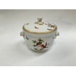 A Herend porcelain ice bucket with bird and butterfly decoration, 19cm tall