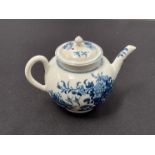 A Worcester blue and white small bullet form teapot, Oriental design (small chips to inside top of