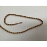 A 9ct gold rope twist necklace, 48cm long, 10.5g