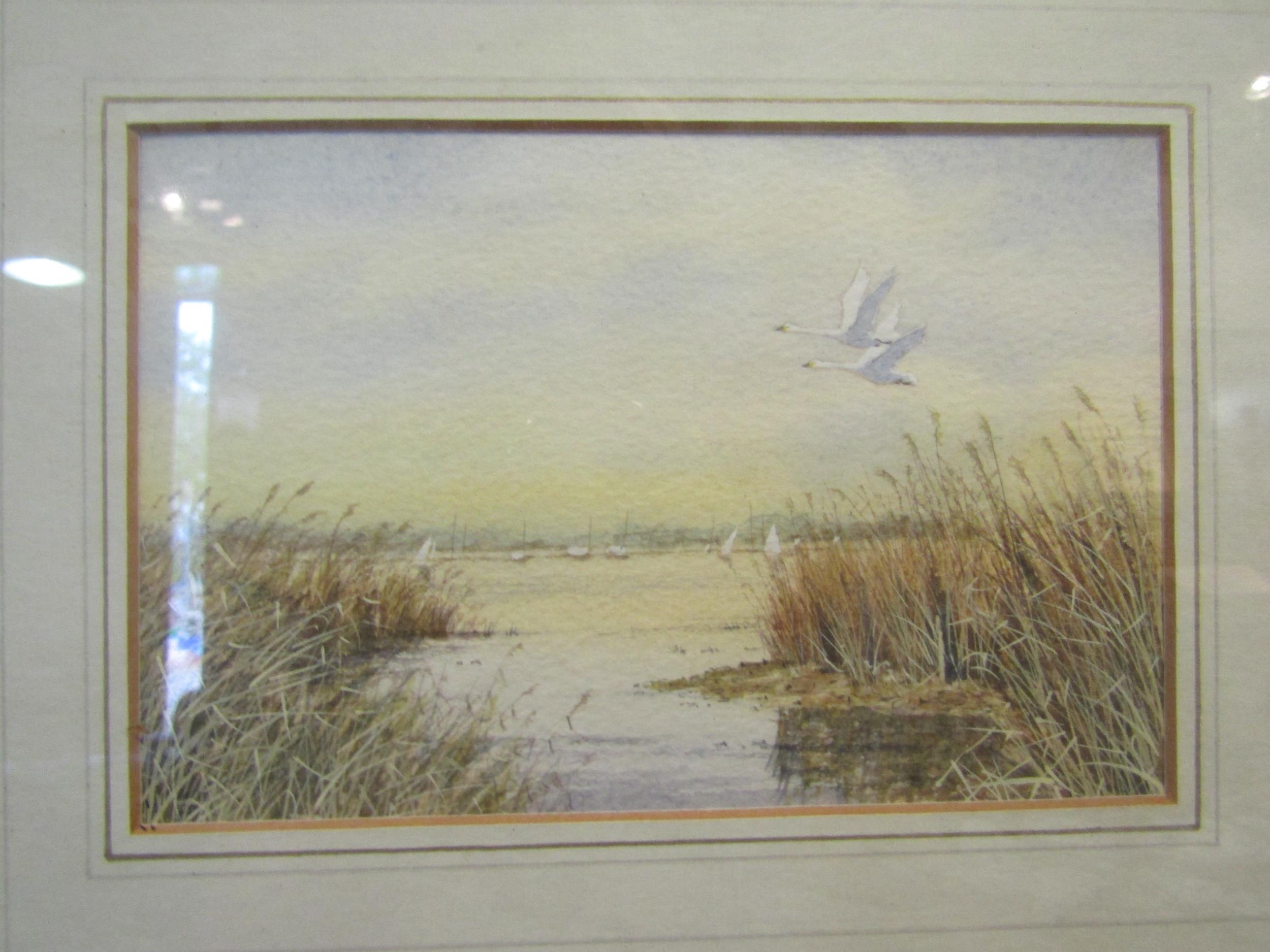 CLIFFORD KNIGHT: 'Bewicks at hickling' watercolour framed and glazed. Details verso 10 x 15.5cm, - Image 3 of 7